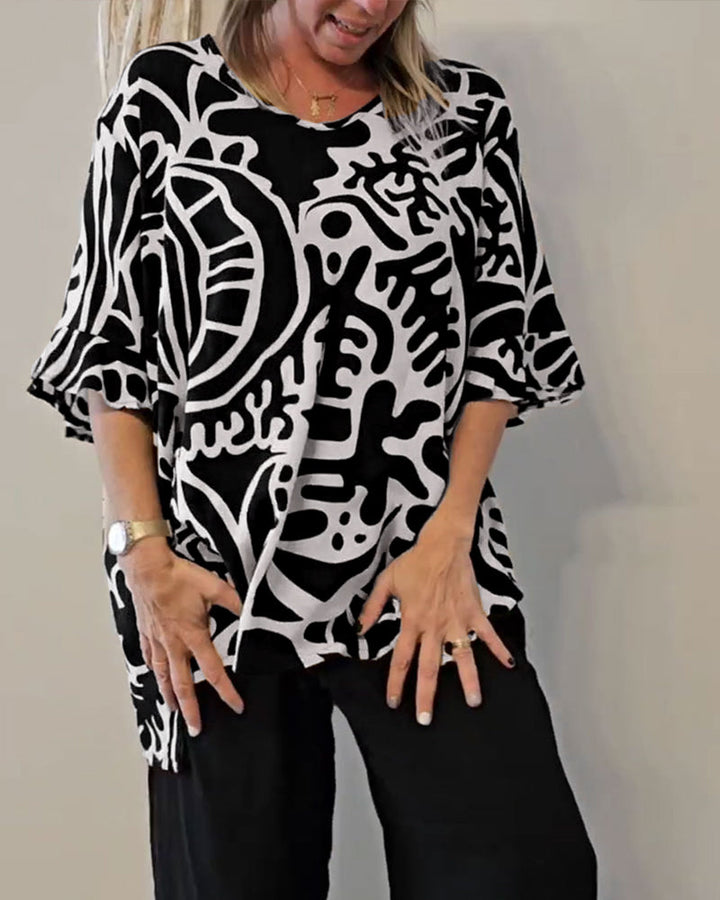 Prabodhi - Top largo Com Estampado Abstrato