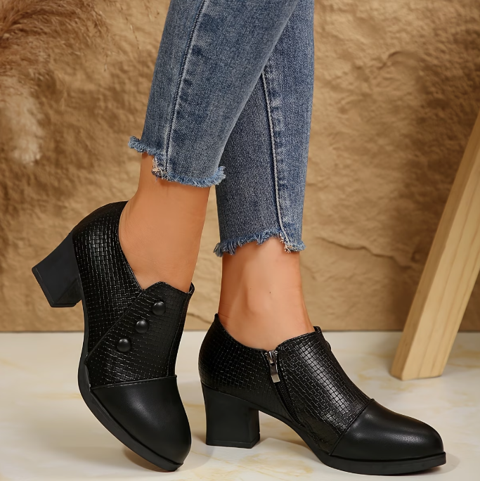Sunchica - Sapatos De Salto Alto Confortáveis Com Fecho De Correr