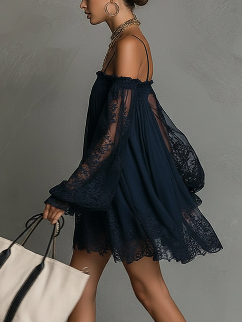 Charity - Vestido de Renda com Ombros à Vista