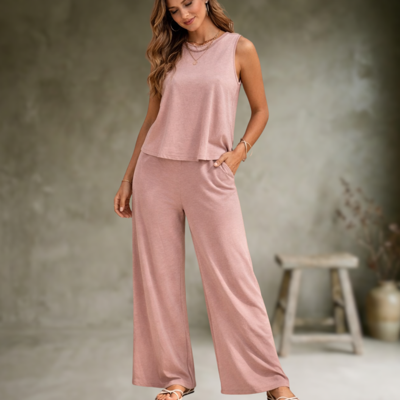 Alizeh - Conjunto Elegante De Duas Peças Sem Mangas
