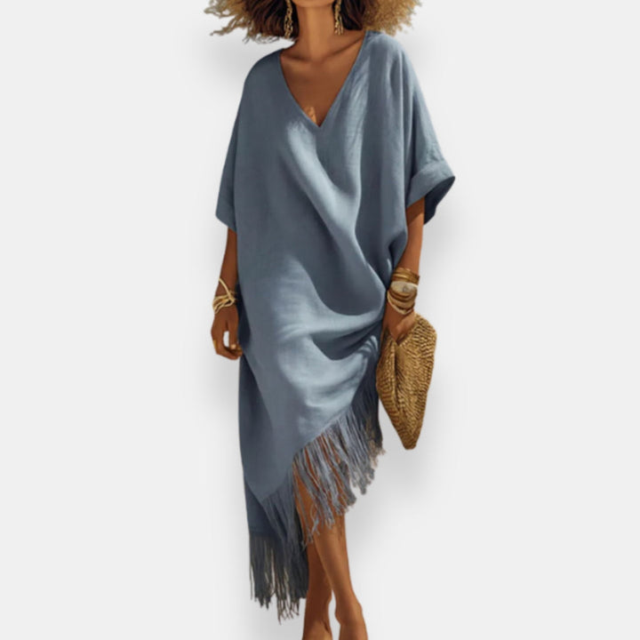 Taciana - Vestido Kaftan Com Franjas