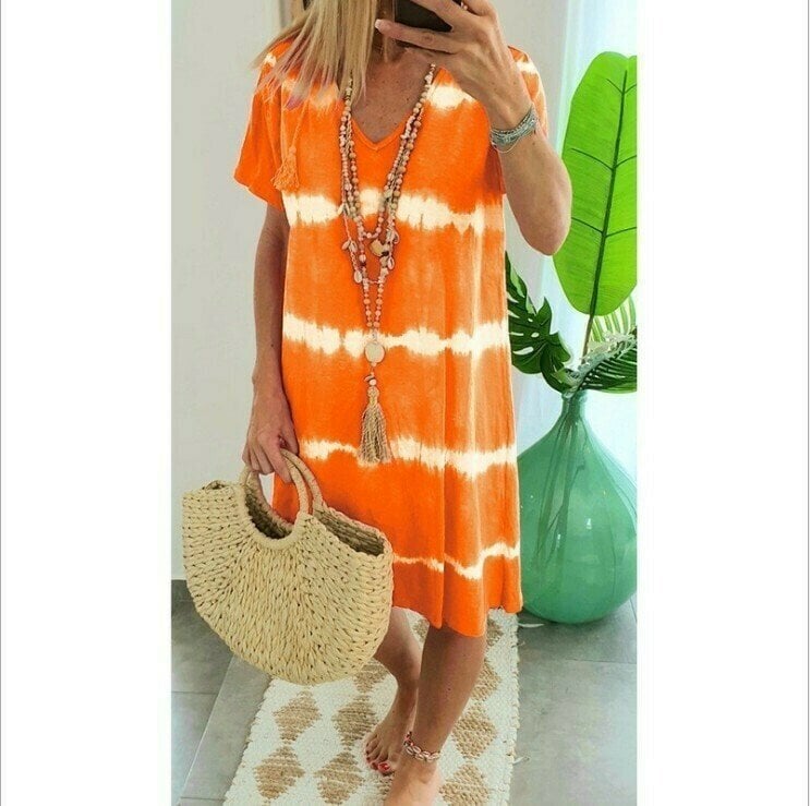 Karlaa - Vestido Largo De Verão Com Riscas Em Batik