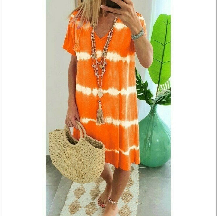 Karlaa - Vestido Largo De Verão Com Riscas Em Batik