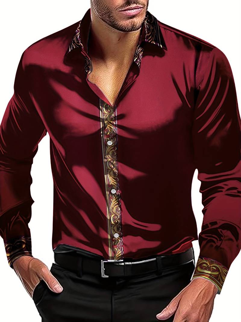 Vygantas - Camisa Elegante de Manga Comprida Com Patchwork