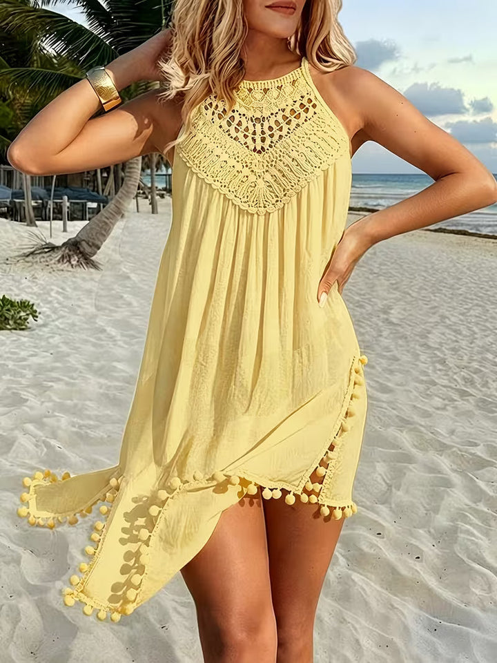 Shiena - Vestido Elegante De Croché Com Renda E Decote Suporte