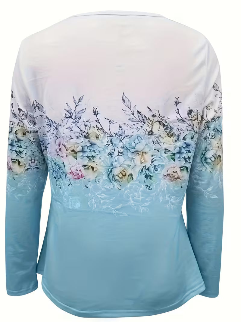Tishna - Top Com Estampado Gráfico Floral Elegante