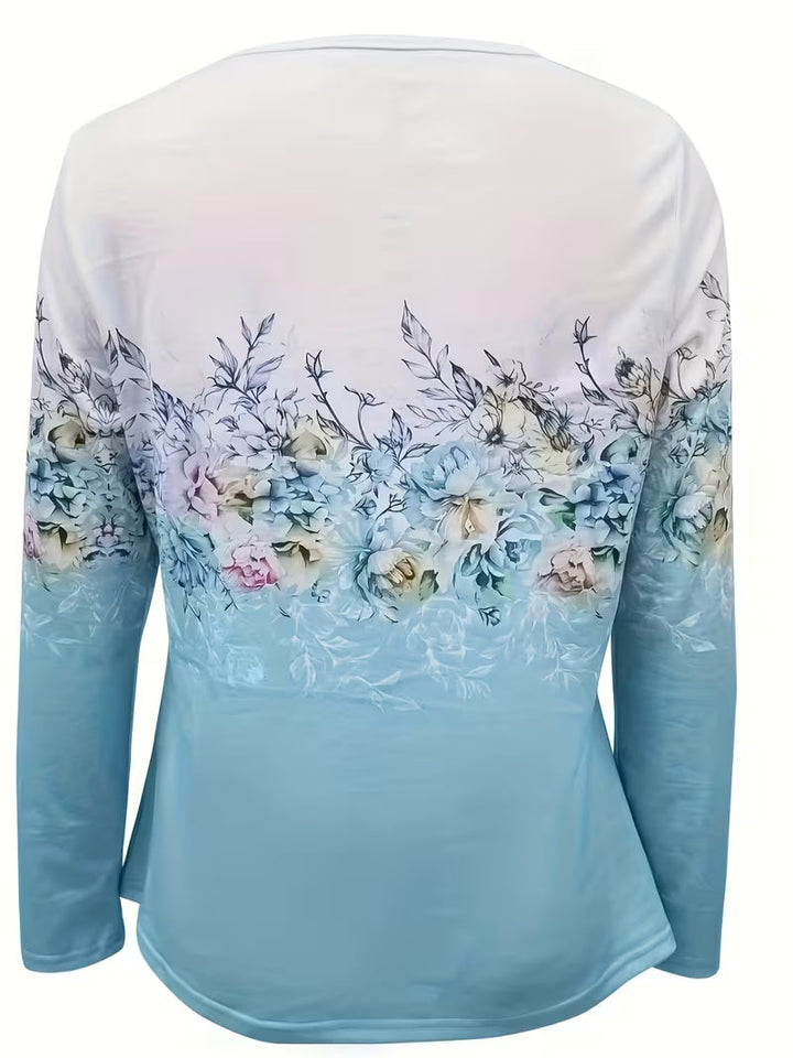Tishna - Top Com Estampado Gráfico Floral Elegante