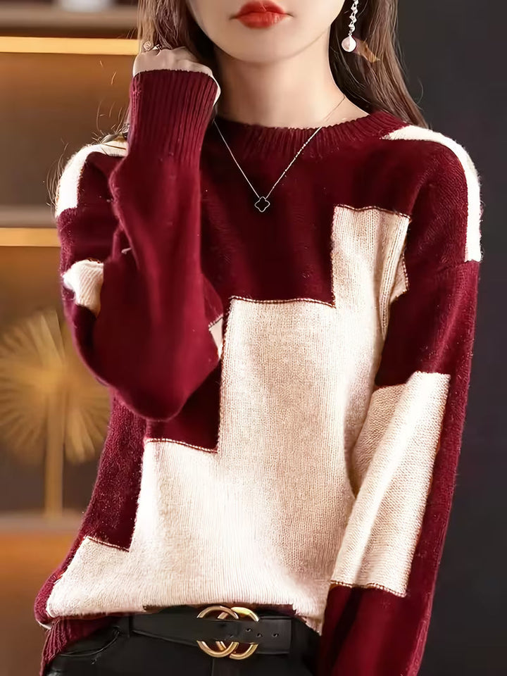 Marvelle - Camisola De Manga Comprida Com Gola Redonda E Blocos De Cor