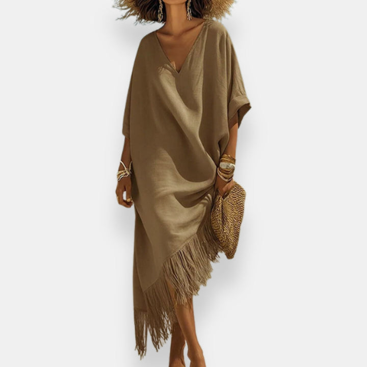 Taciana - Vestido Kaftan Com Franjas