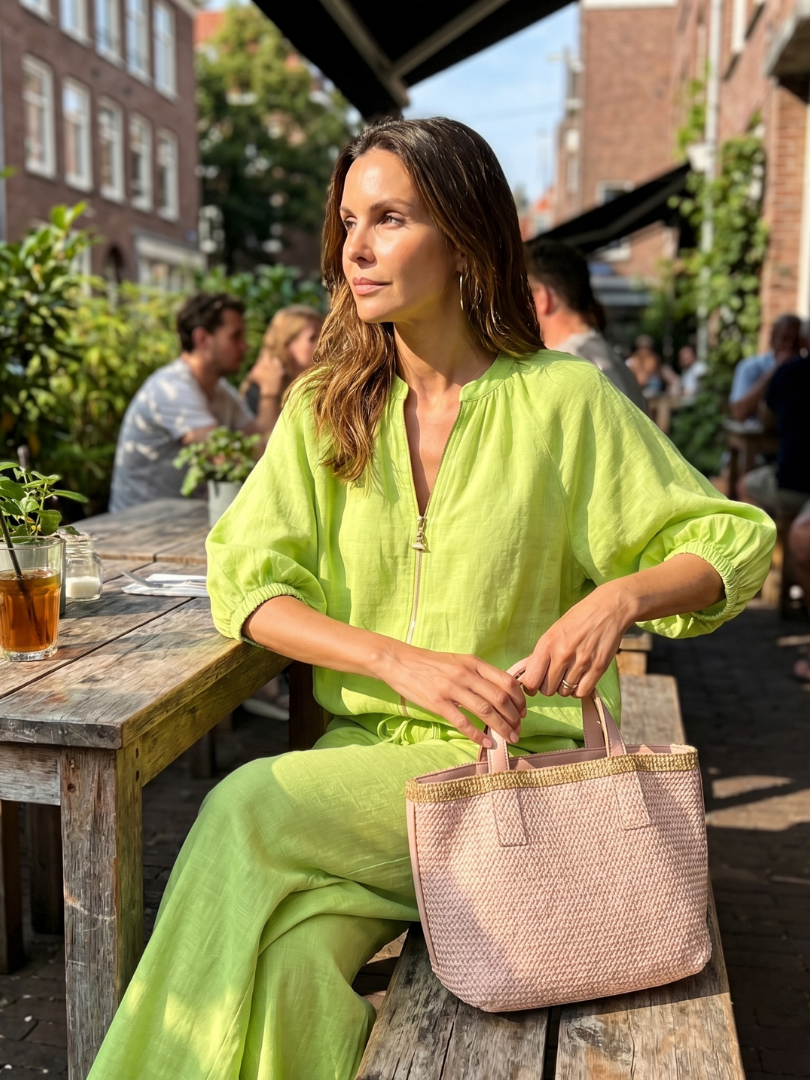 Sharina - Conjunto Composto Por Blusa Com Fecho E Calças De Perna Larga