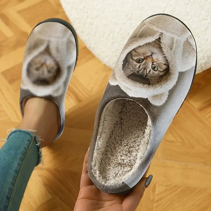Marren - Chinelos Confortáveis Em 3d Com Rosto De Gato