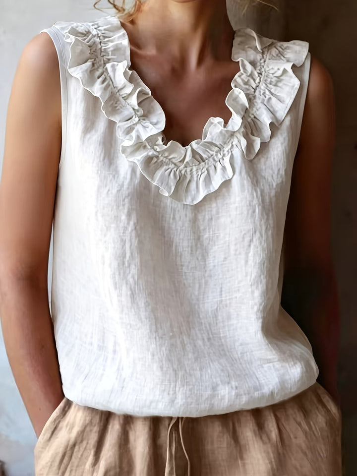 Safiya - Blusa SEM Mangas Com Decote Com Folhos