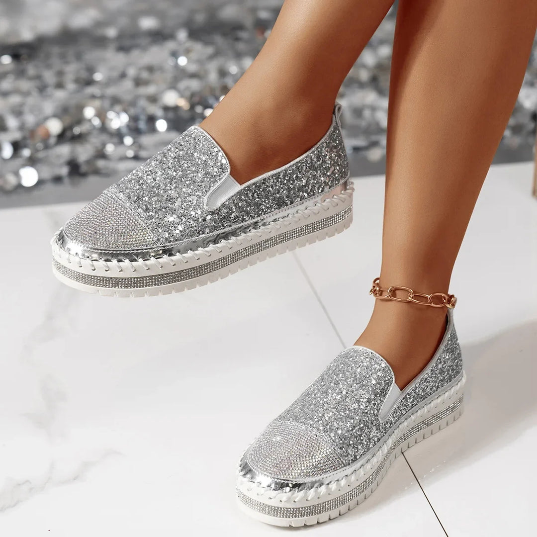 Lizka - Mocassins de Plataforma Com Purpurina e Strass