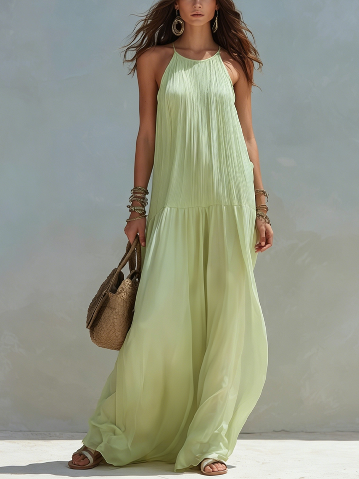 Frazier - Vestido maxi sem Mangas com Pregas