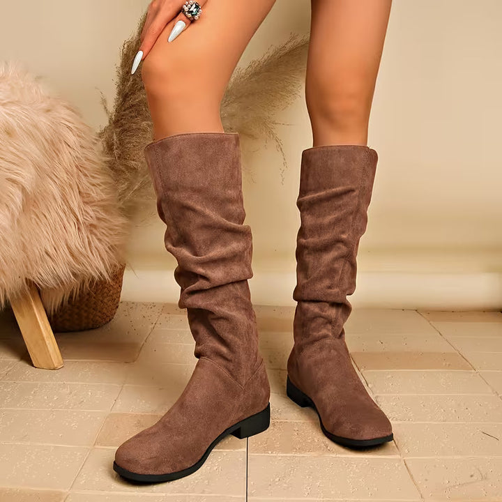 Joliza - Botas Largas até Meio Da Barriga Da Perna Com Salto Baixo