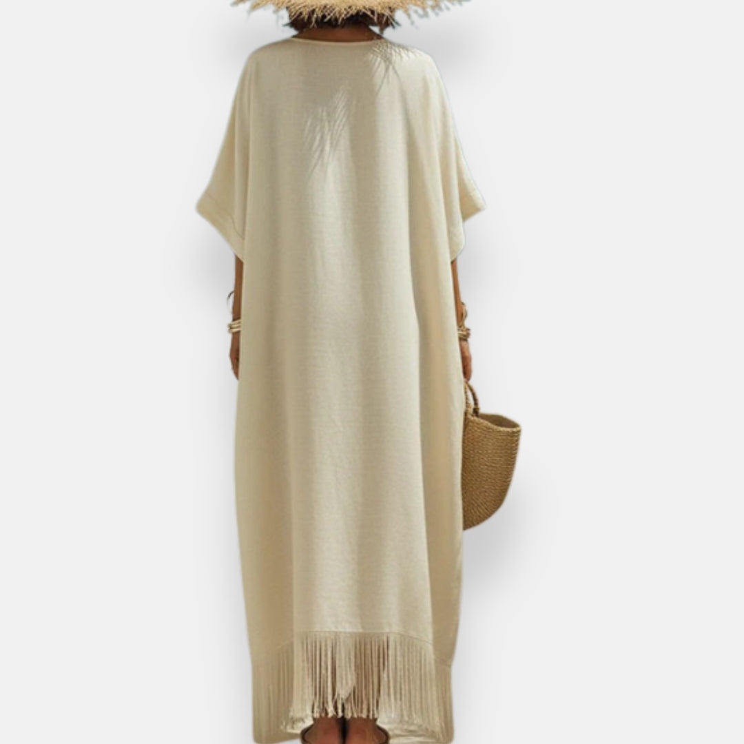 Taciana - Vestido Kaftan Com Franjas
