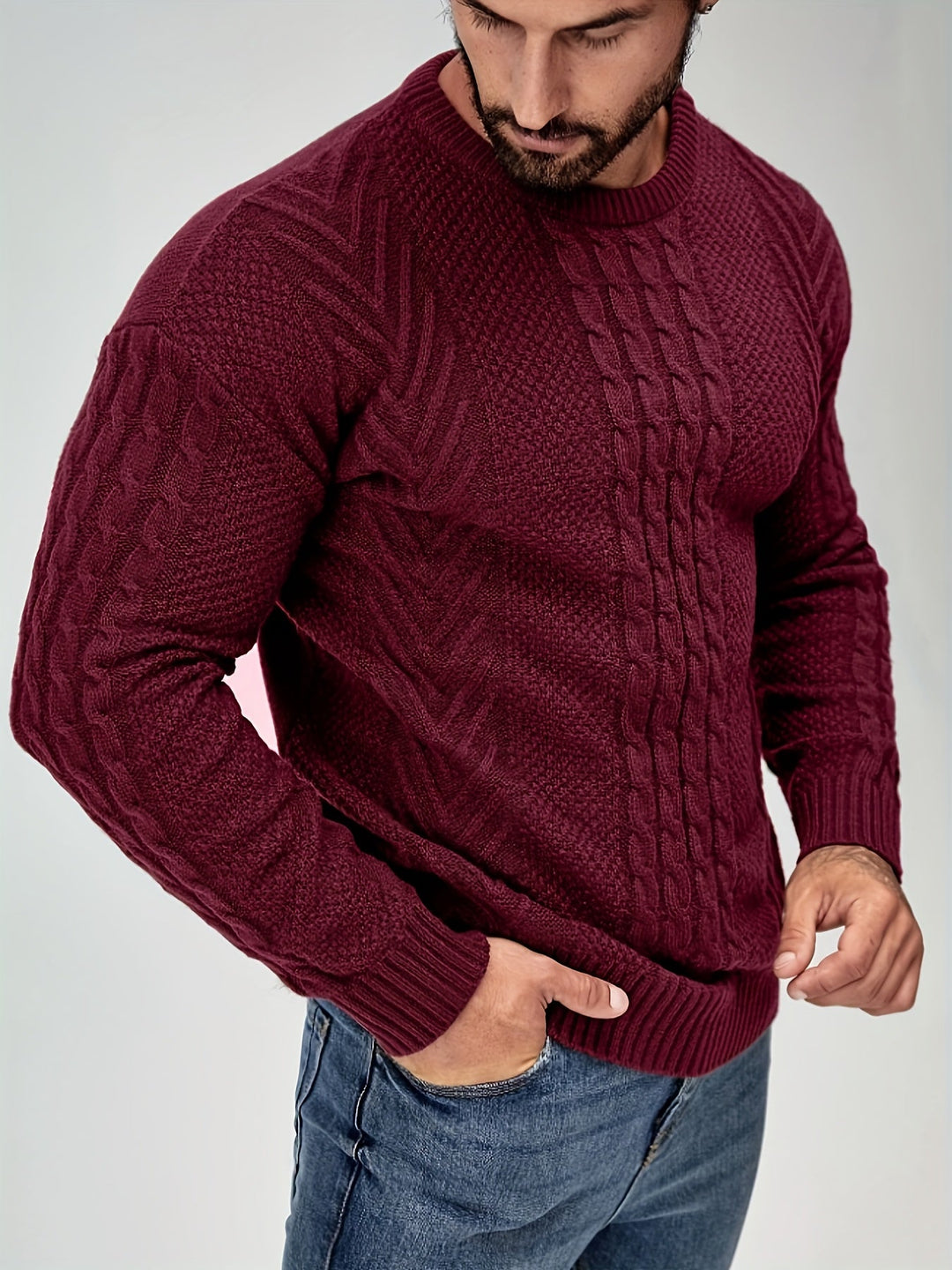 Eiduks - Camisola Clássica de Gola Redonda com Ponto Trançado