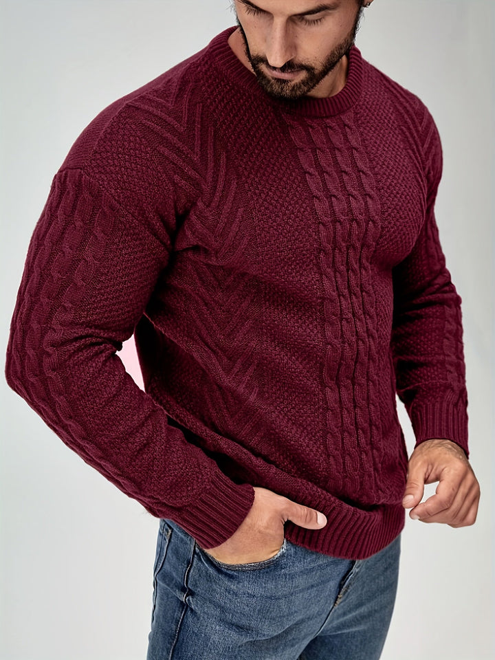 Eiduks - Camisola Clássica de Gola Redonda com Ponto Trançado