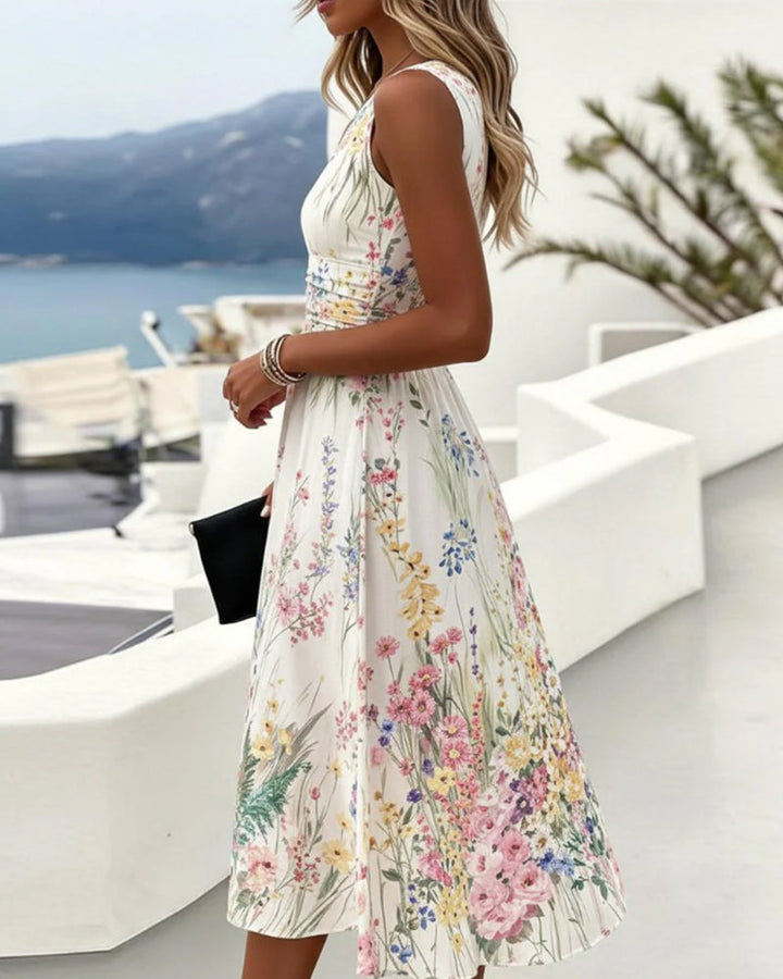 Cristine - Vestido sem Mangas com Estampado Floral