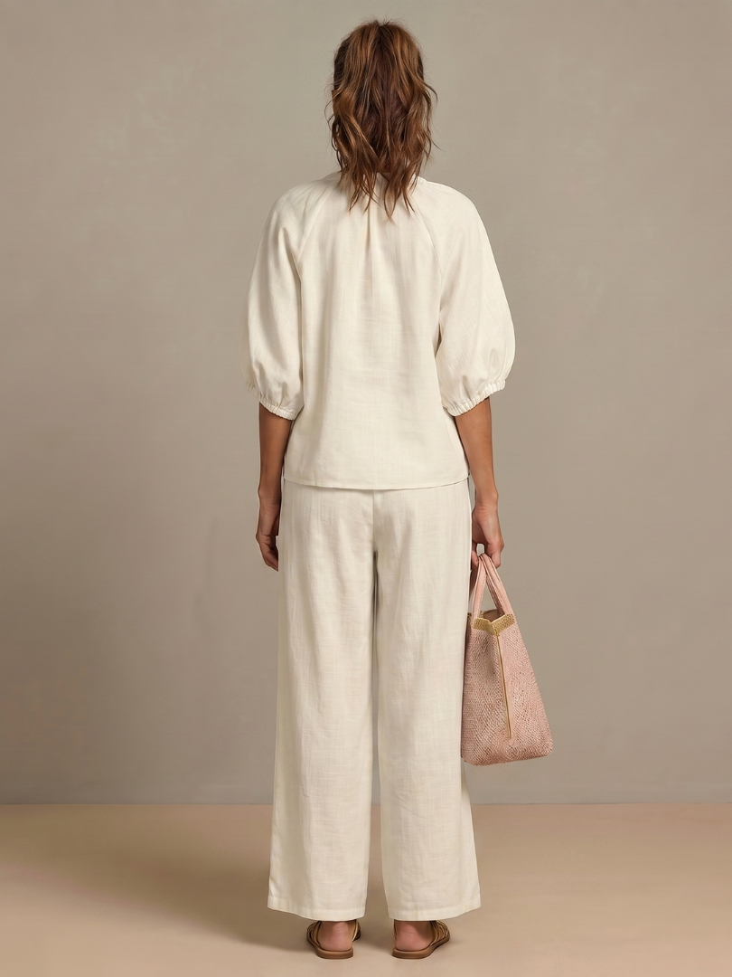 Sharina - Conjunto Composto Por Blusa Com Fecho E Calças De Perna Larga