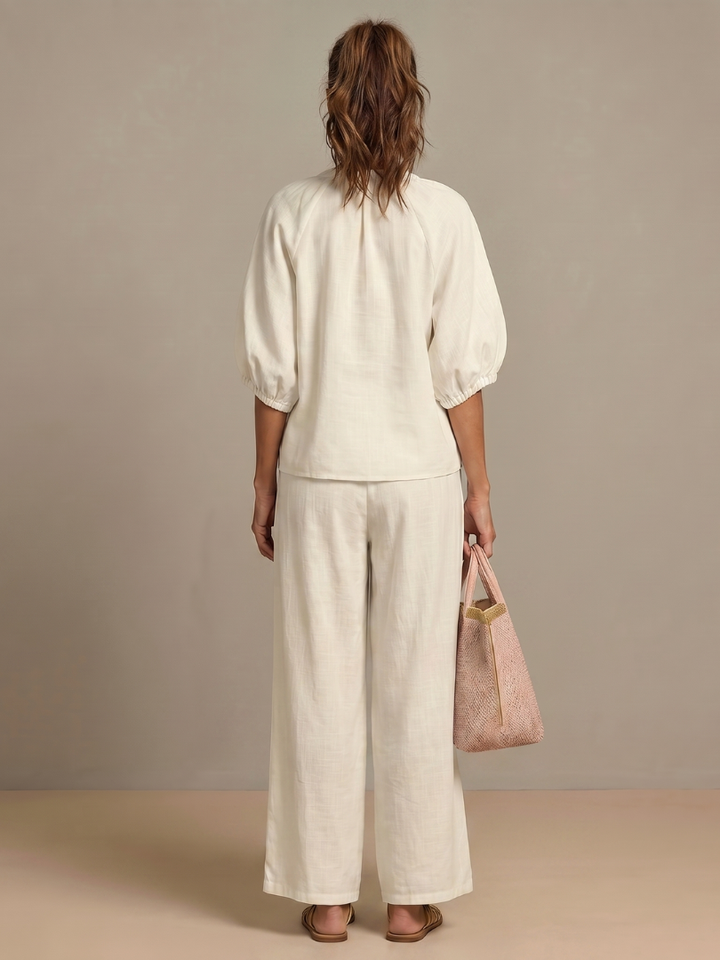 Sharina - Conjunto Composto Por Blusa Com Fecho E Calças De Perna Larga