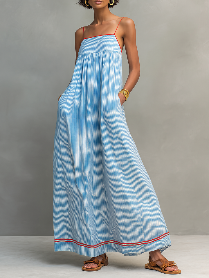 Aliyeva - Vestido Maxi às Riscas
