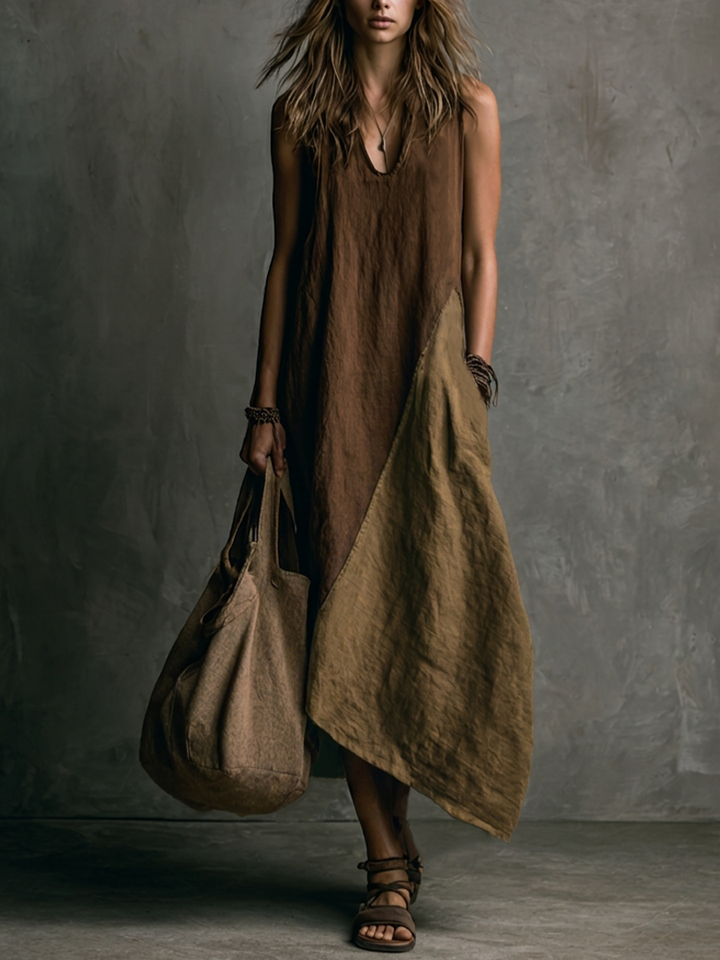 Tylissa - Vestido Longo Assimétrico Em Patchwork