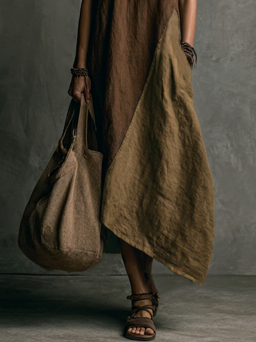 Tylissa - Vestido Longo Assimétrico Em Patchwork