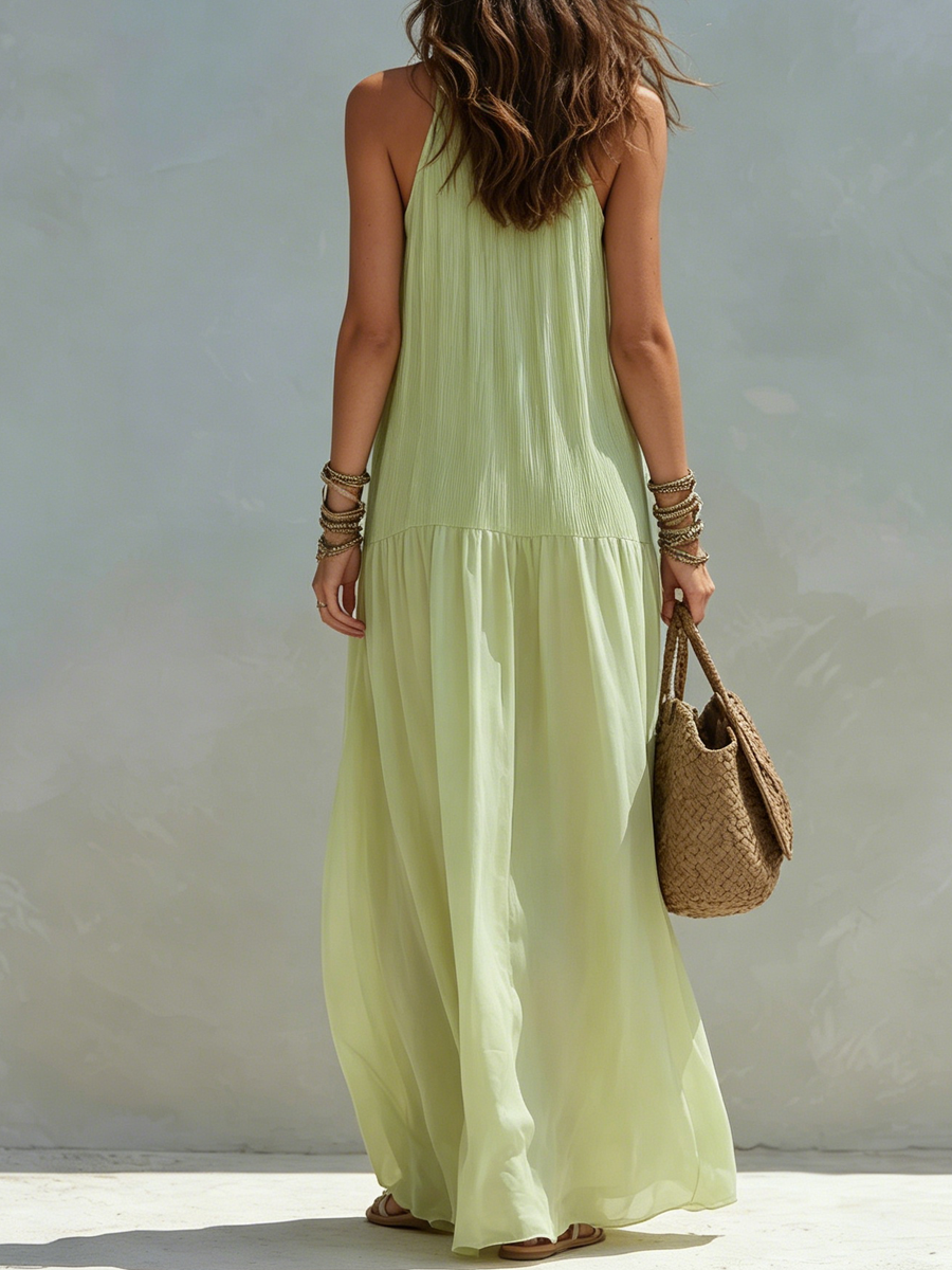 Frazier - Vestido maxi sem Mangas com Pregas