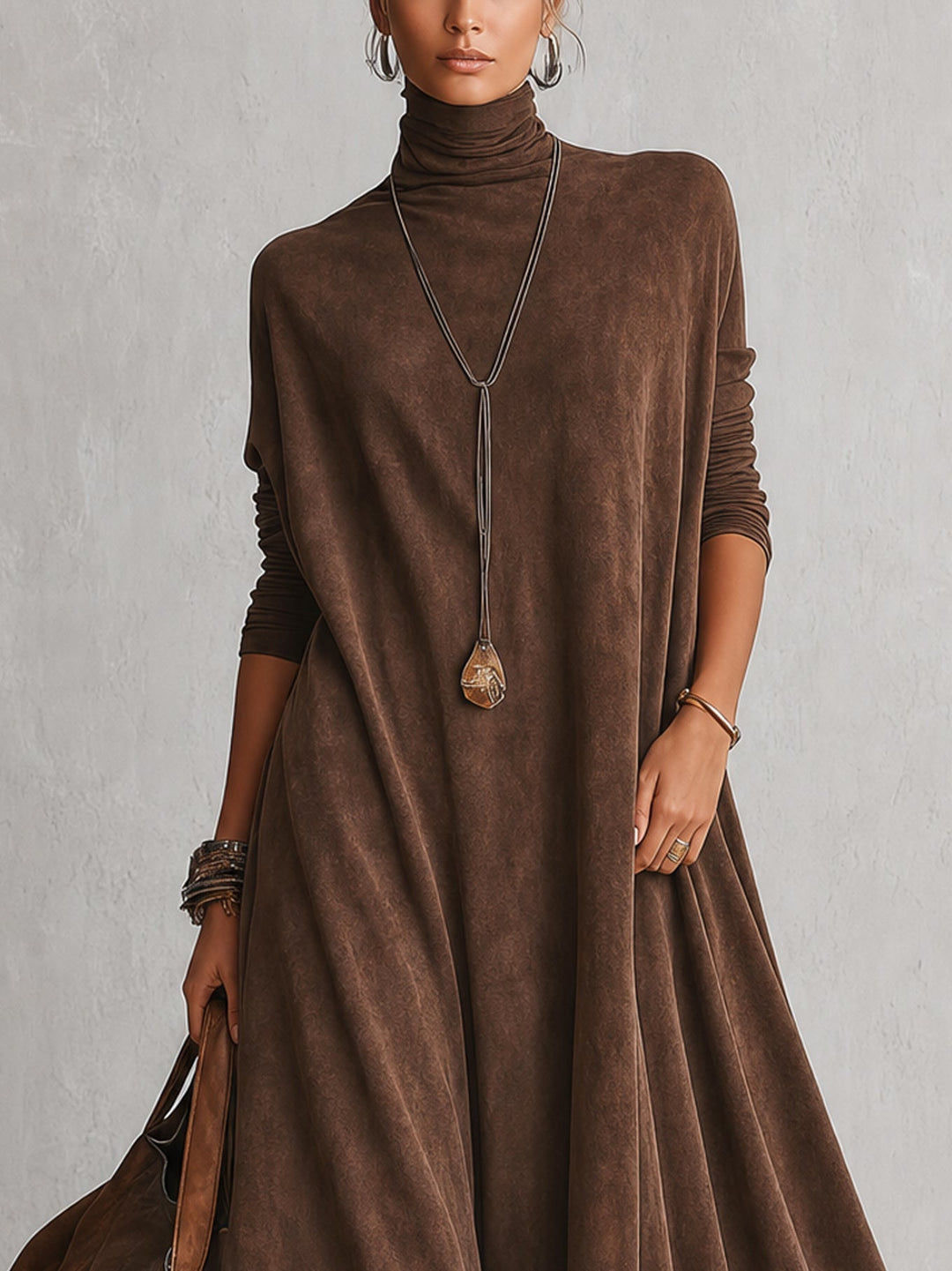 Albria - Vestido Maxi de Manga Comprida com Estilo Vintage