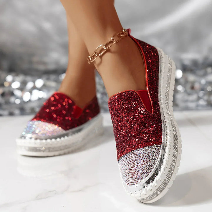 Lizka - Mocassins de Plataforma Com Purpurina e Strass