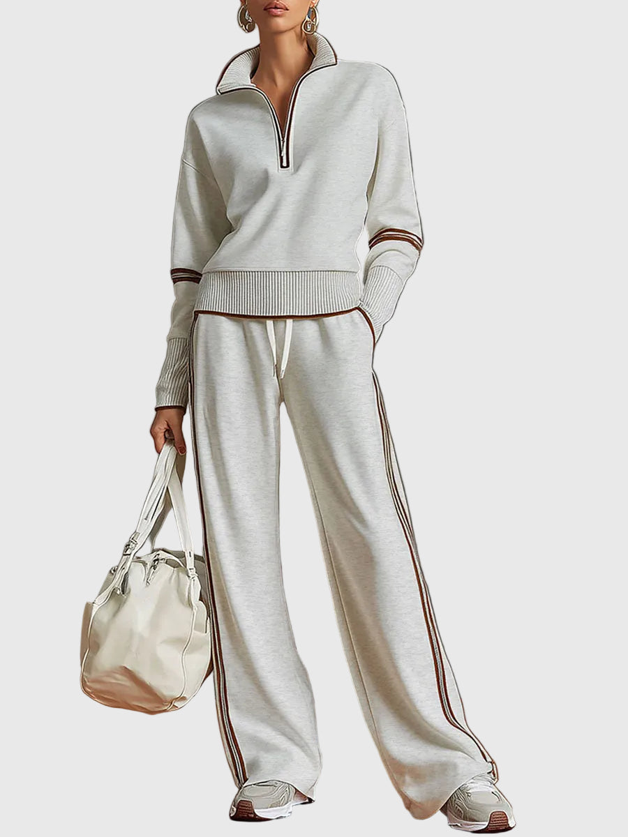 Minrada - Conjunto de Blusa e Calças Com Pregas largas