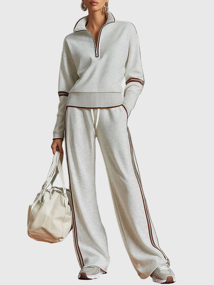 Minrada - Conjunto de Blusa e Calças Com Pregas largas