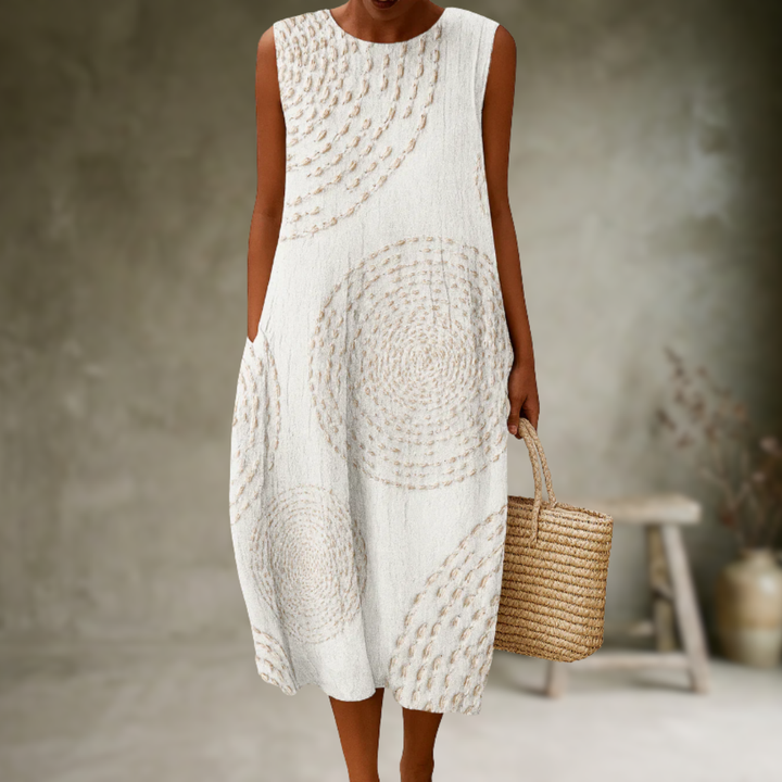 Natia - Vestido Midi Sem Mangas em Algodão
