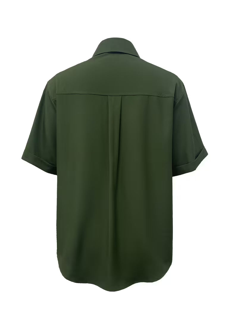 Ornilla - Camisa Folgada De Manga Curta Com Lapela E Bolso