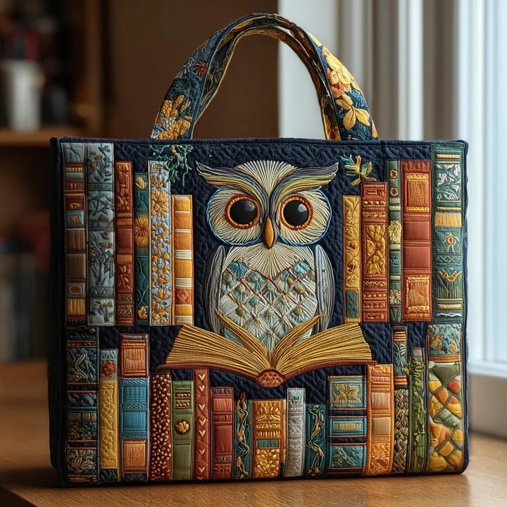 Tyliana - Saco De Compras Acolchoado Com Bordado De Coruja «Biblioteca»