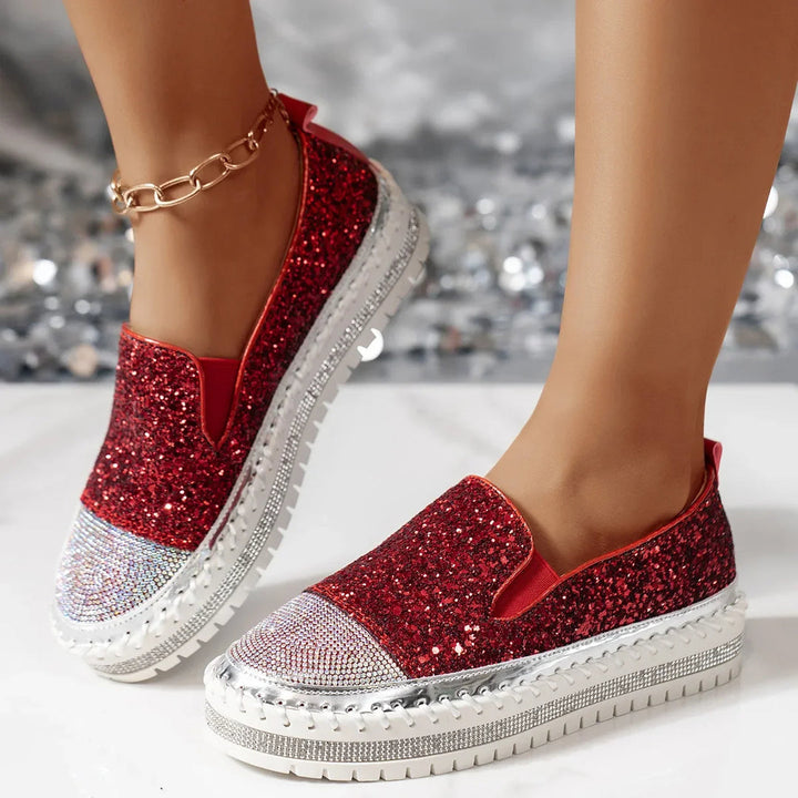 Lizka - Mocassins de Plataforma Com Purpurina e Strass