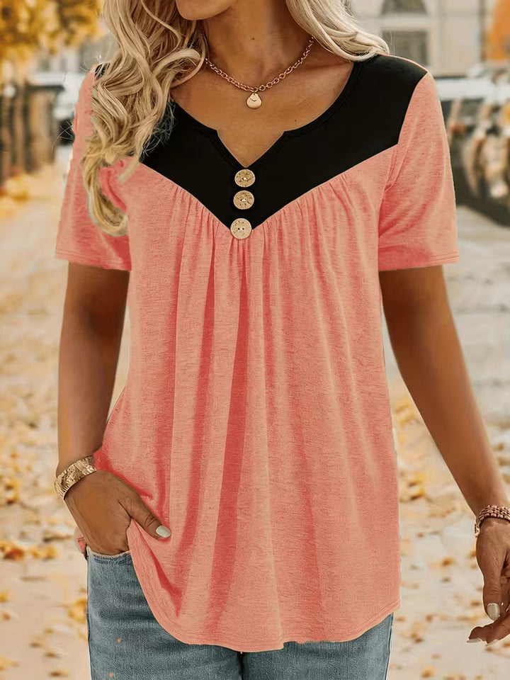 Kaielle - Camisola De Manga Curta Com Botão