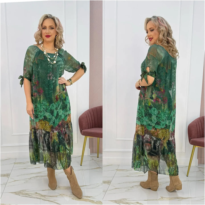 Akarsha - Vestido Elegante de Manga Curta