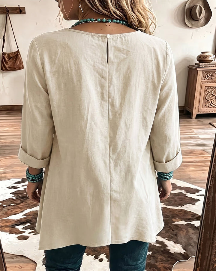 Taireen - Blusa Túnica Plissada Estilo Boho