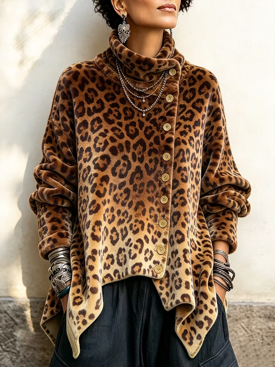 Lyrona - Blusa De Manga Comprida Com Padrão De Leopardo
