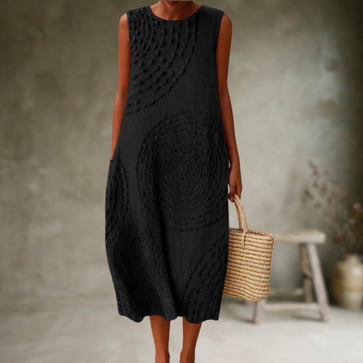 Natia - Vestido Midi Sem Mangas em Algodão