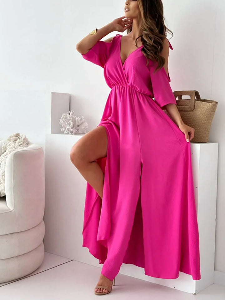 Lene - Vestido Com Ombros à Vista e Fenda
