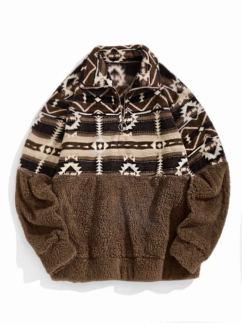 Limina - Camisola Teddy com meio fecho e padrão geométrico