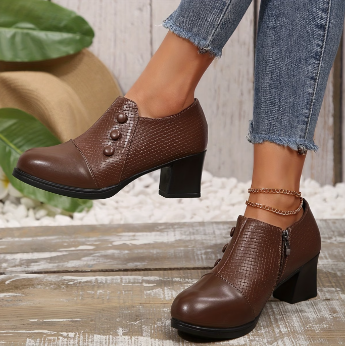 Sunchica - Sapatos De Salto Alto Confortáveis Com Fecho De Correr