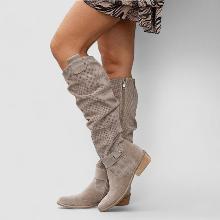 Yesinia - Botas De Camurça Até Ao Joelho Com Fecho