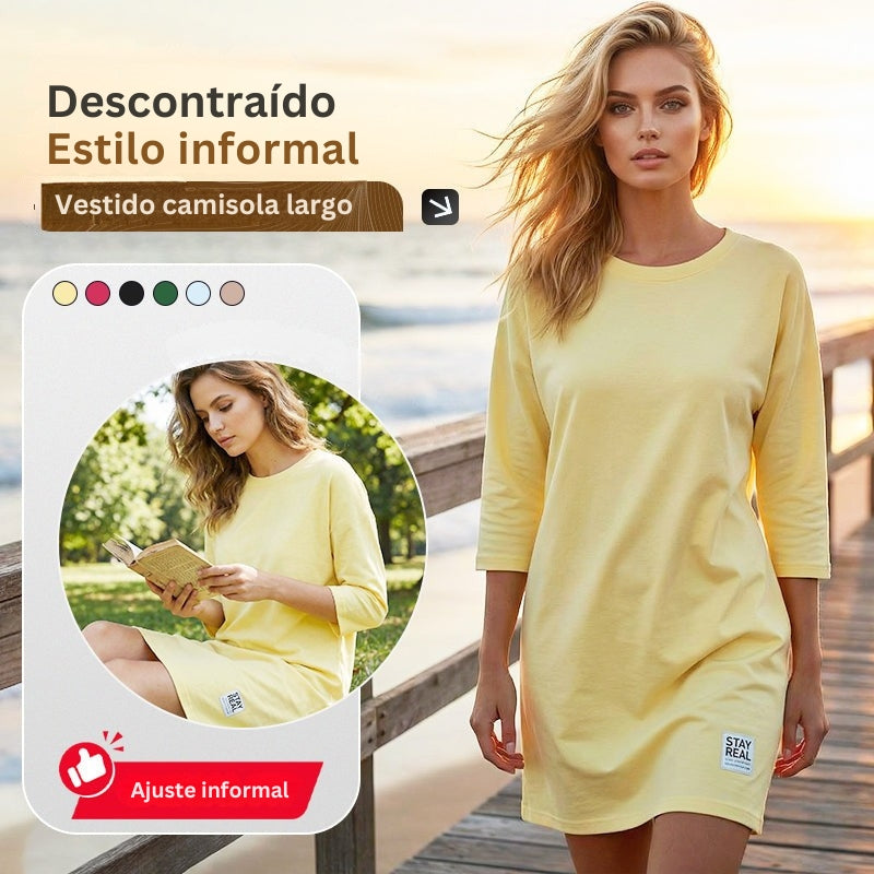 Sidsel - Vestido Elegante Com Gola Redonda
