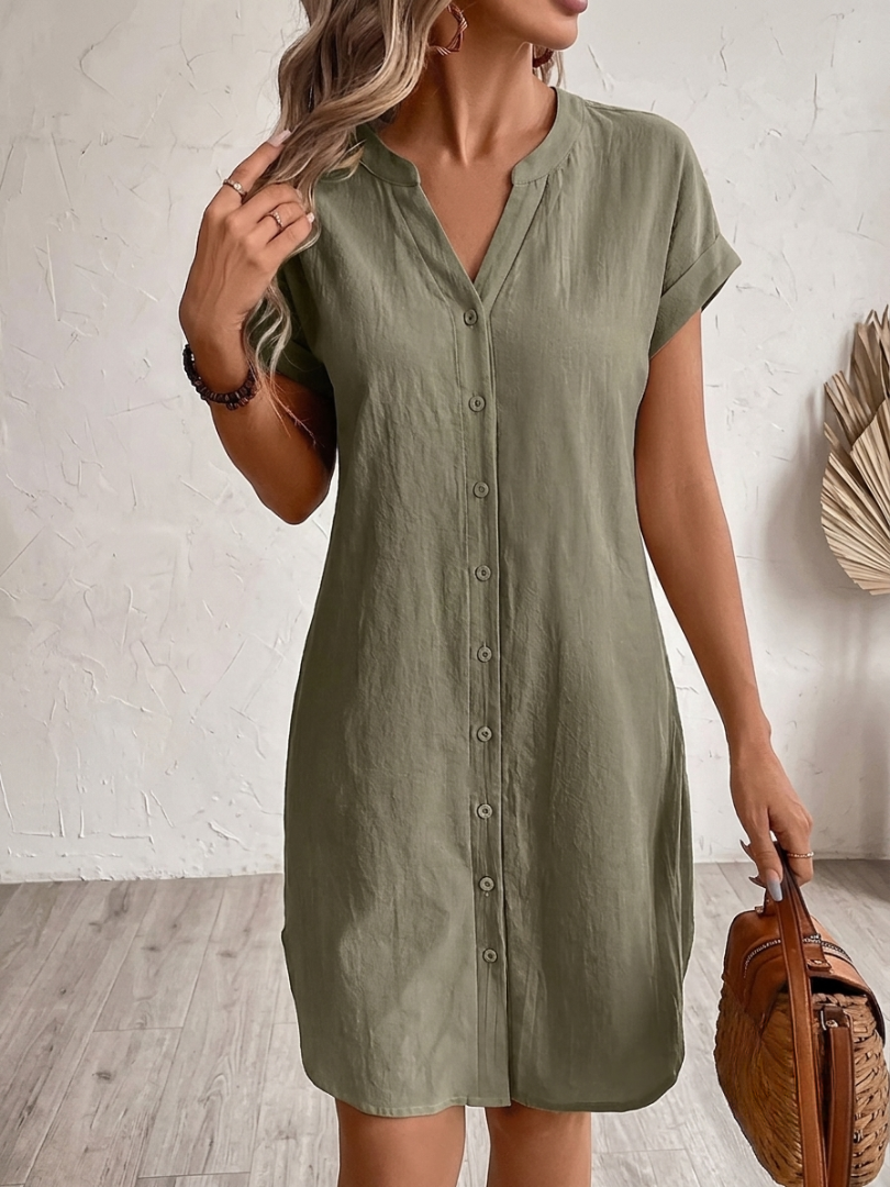 Khalela - Vestido Blusa Confortável Em Linho