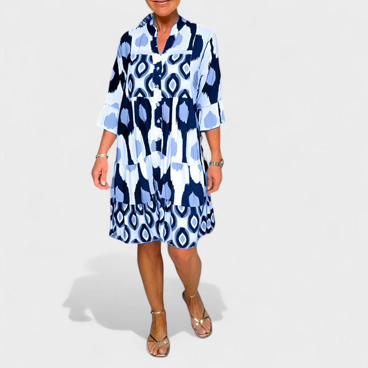 Suciana - Vestido Com Decote Em V e Estampado Boho