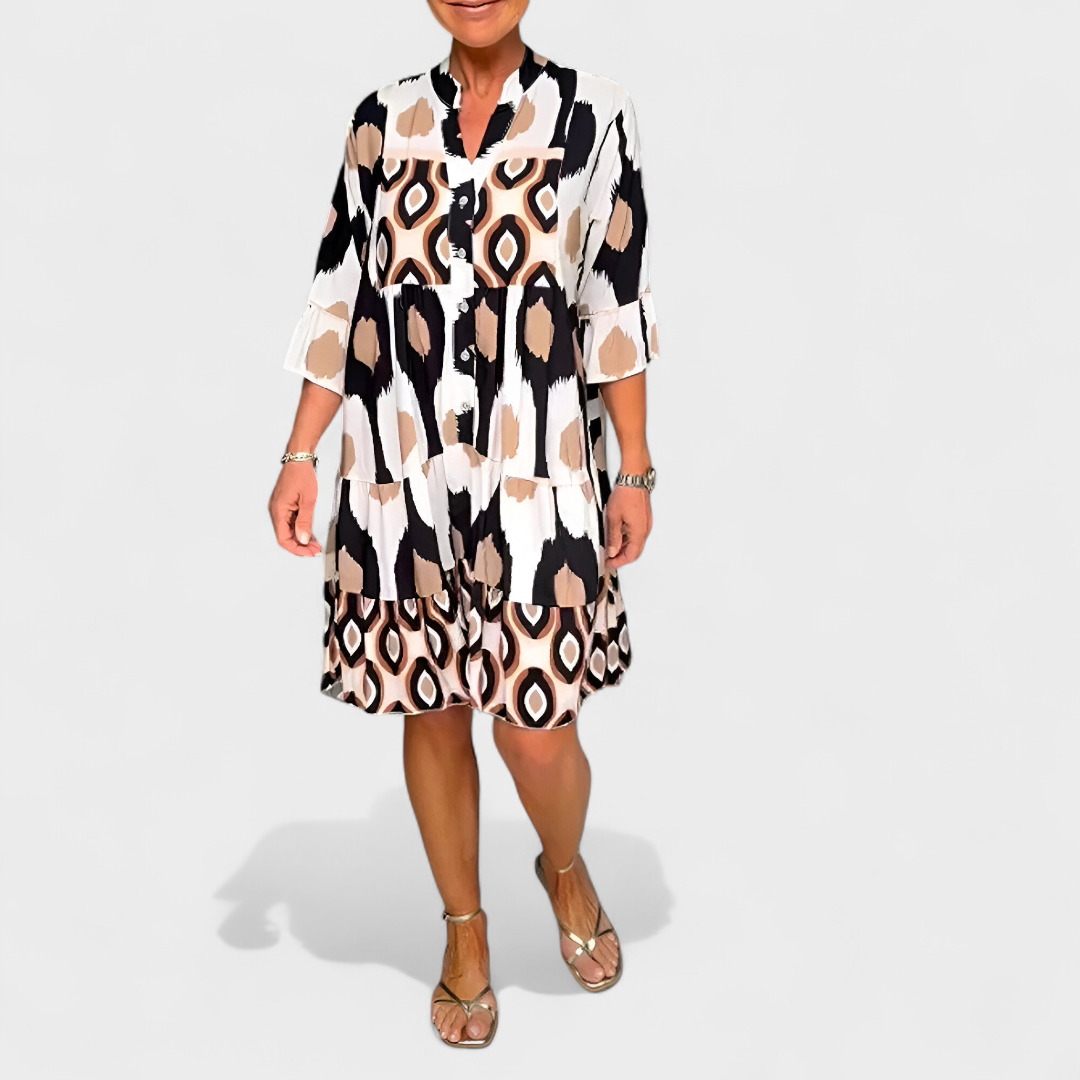 Suciana - Vestido Com Decote Em V e Estampado Boho